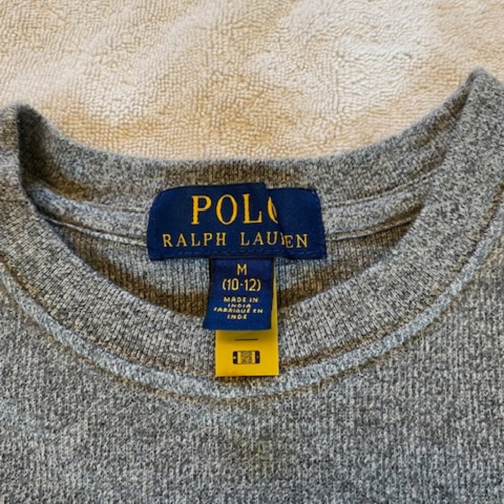 RALPH LAUREN Polo Boys Grey Sweater Pull Over Size Medium 10-12 Lightweight - Picture 3 of 5